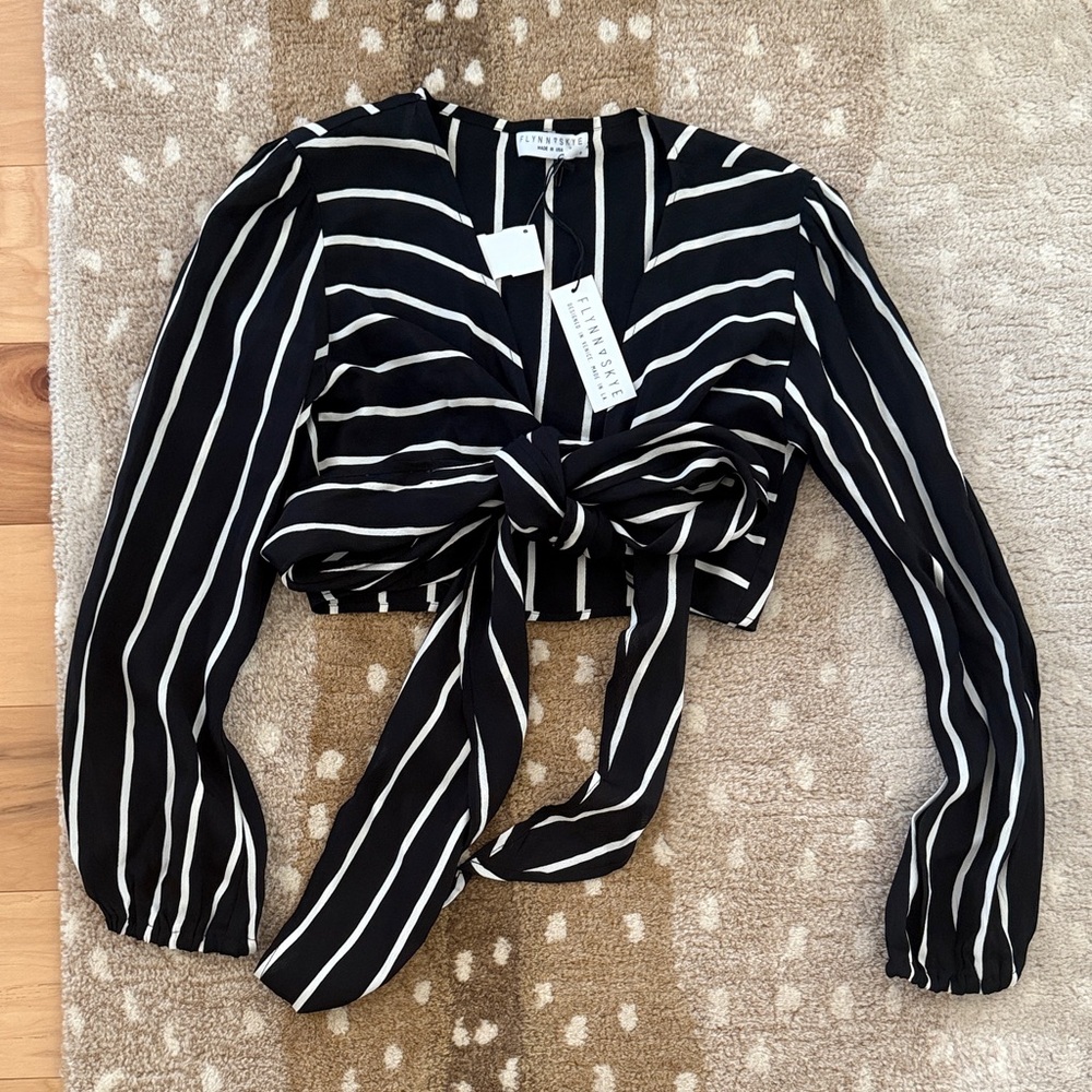 Flynn Skye Black and White Striped Blouse